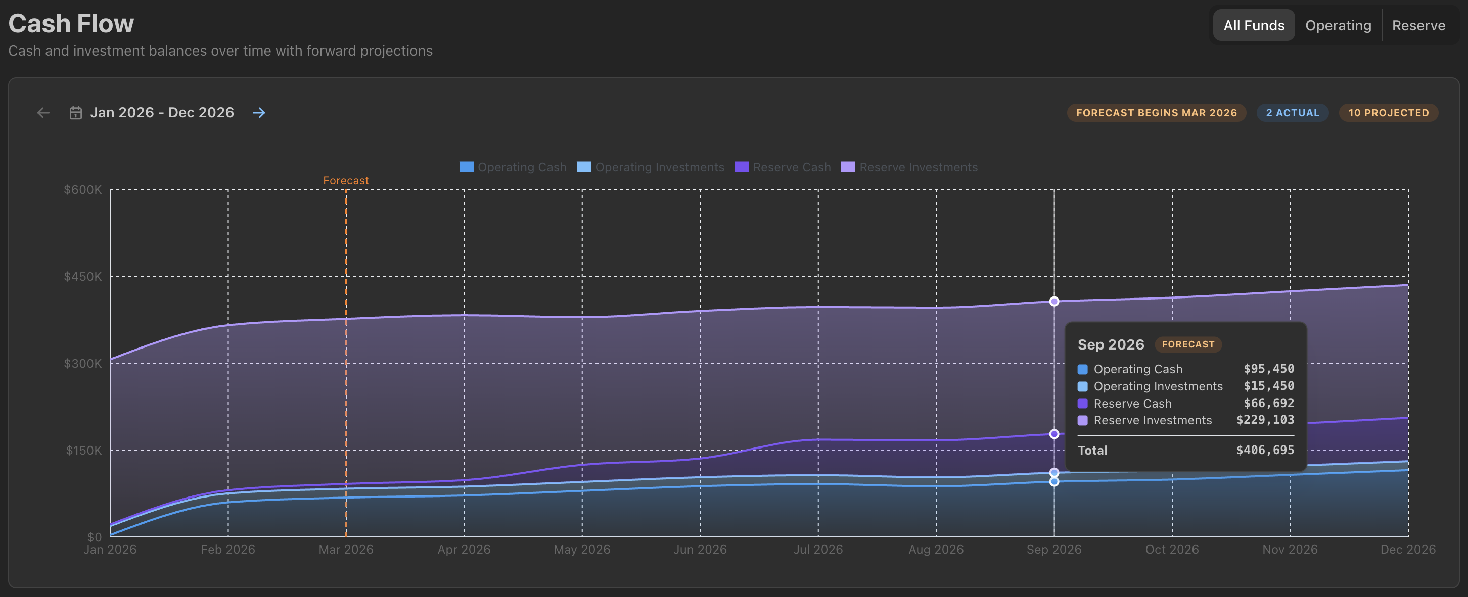 Cash flow tracking interface